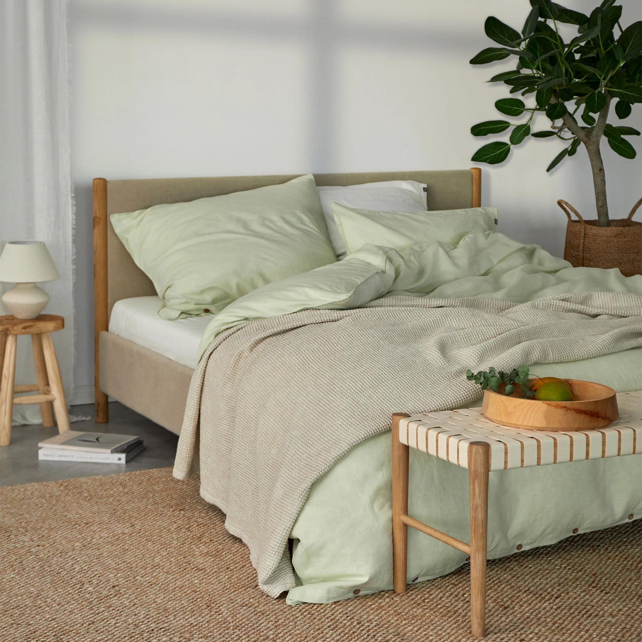 Leinen-Spannbettlaken Tolosa [Wei]