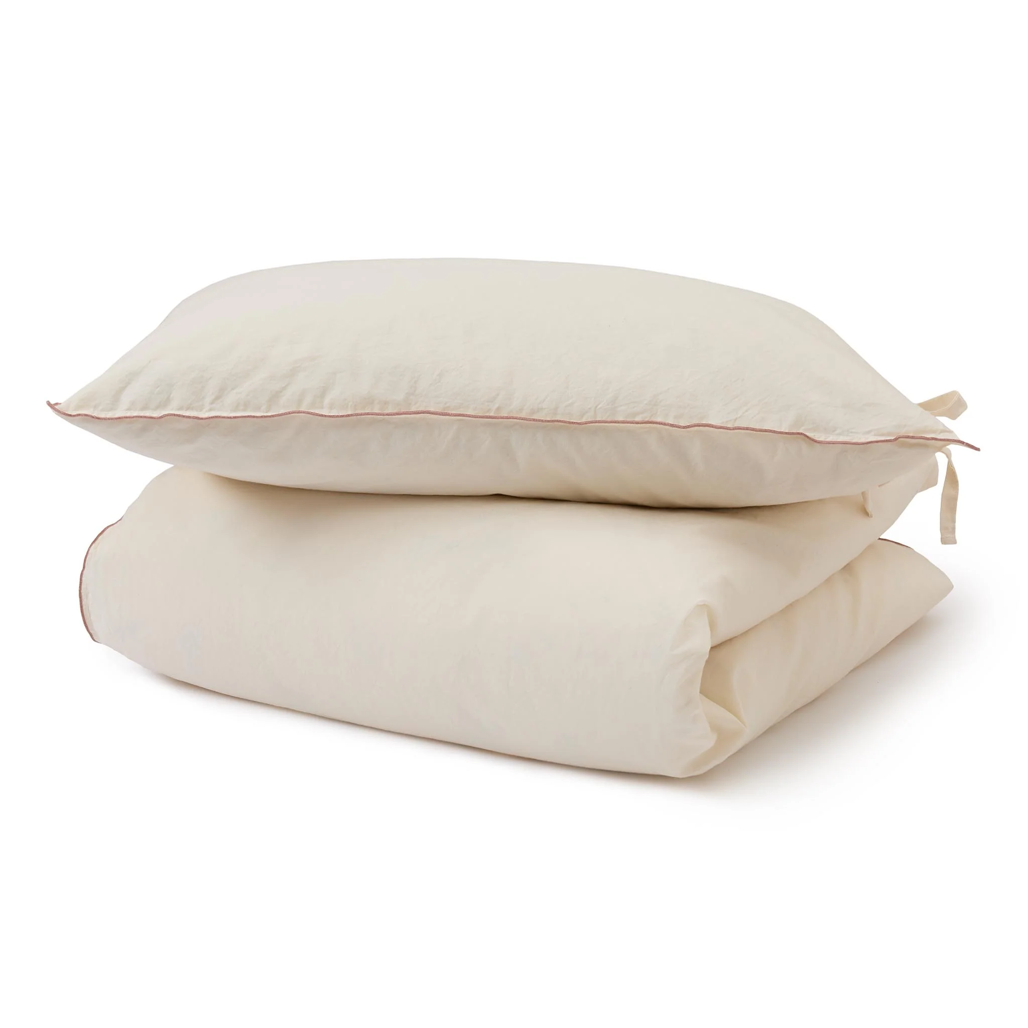 Perkal-Kinderbettwsche-Set Narini [Natur & Blasses Rosa]