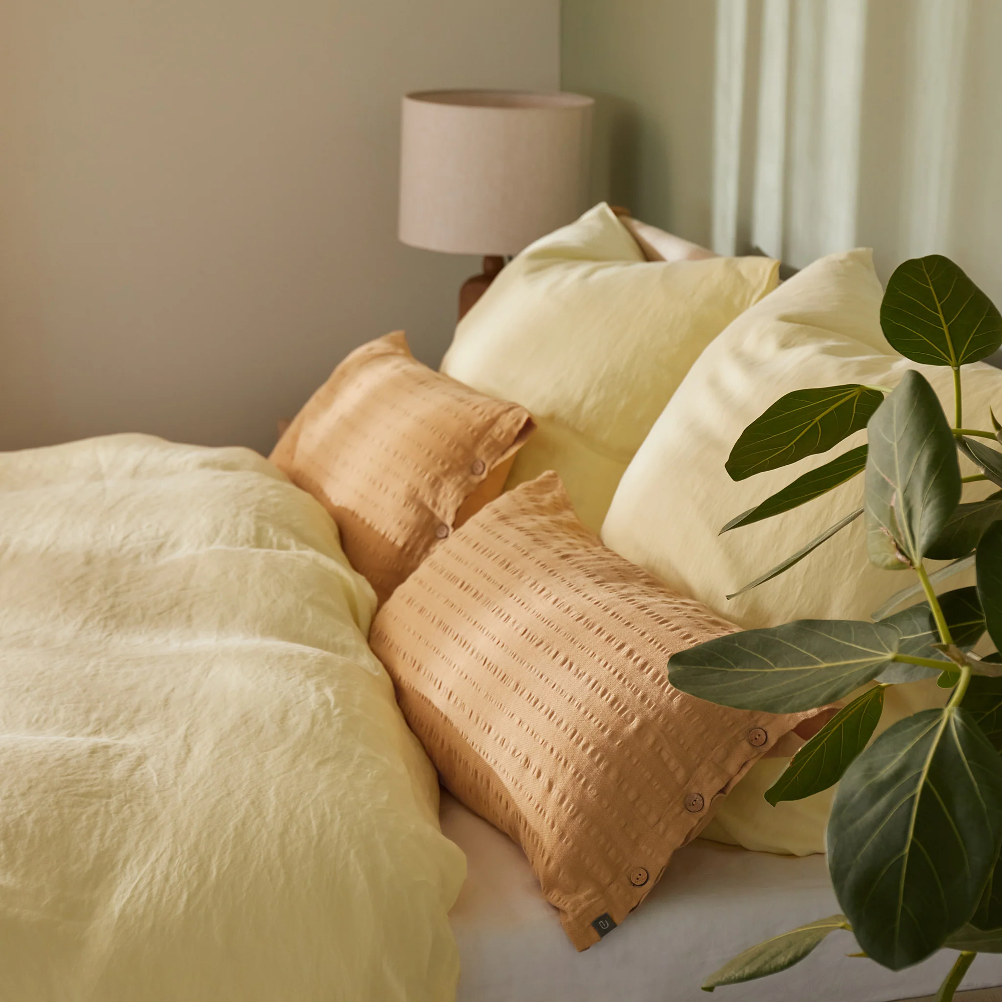 Seersucker-Bettwsche Serras [Blasses Ocker]