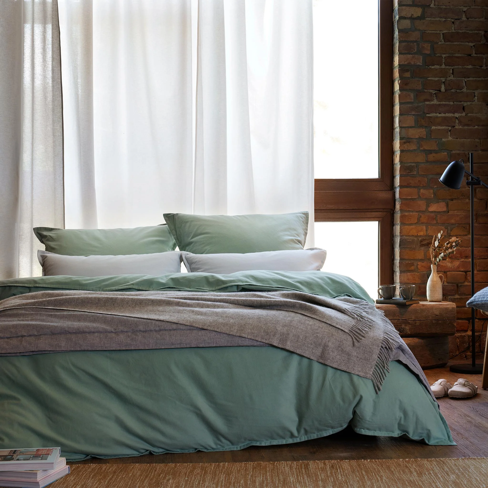 Flanell-Bettwsche Moreira [Nebelblau]