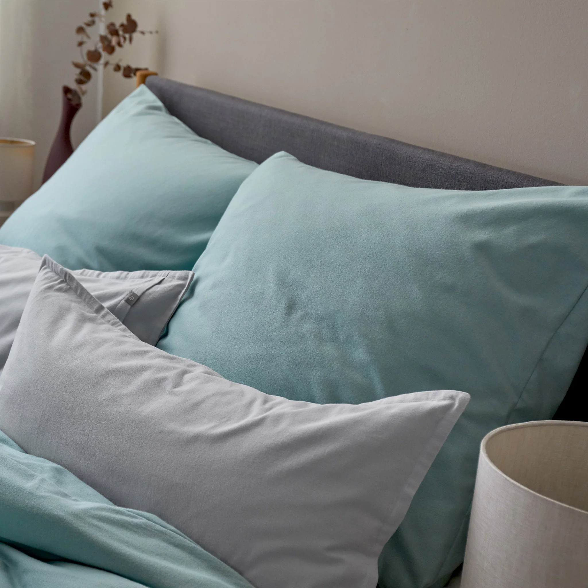 Flanell-Bettwsche Telhado [Helles Graugrün]
