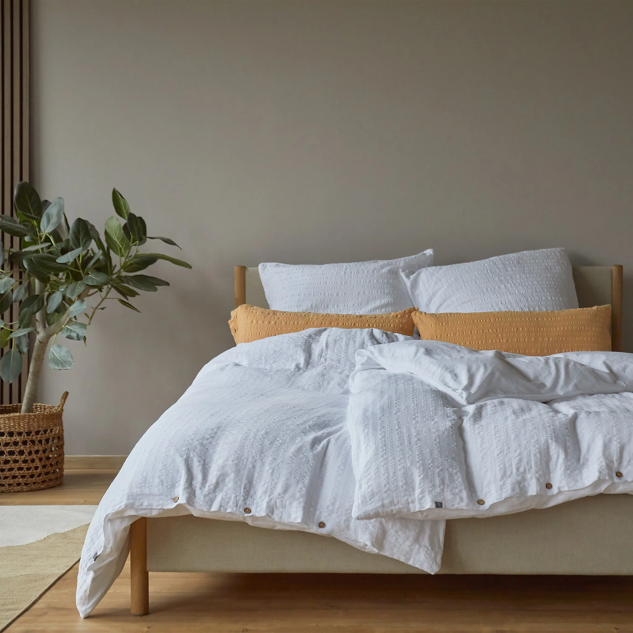 Seersucker-Bettwsche Serras [Blasses Ocker]