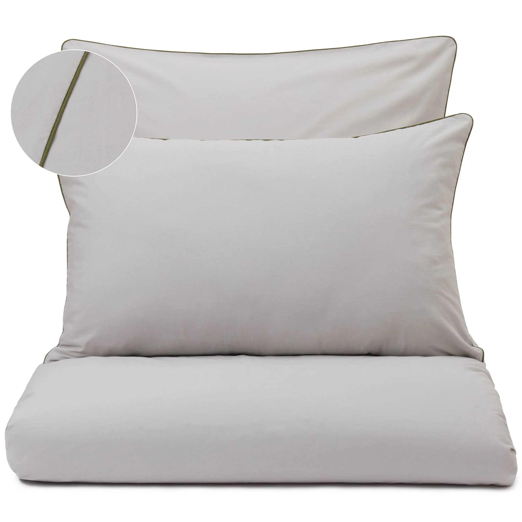 Feine Flanell-Bettwsche Cambra [Hellgrau & Olivgrün]