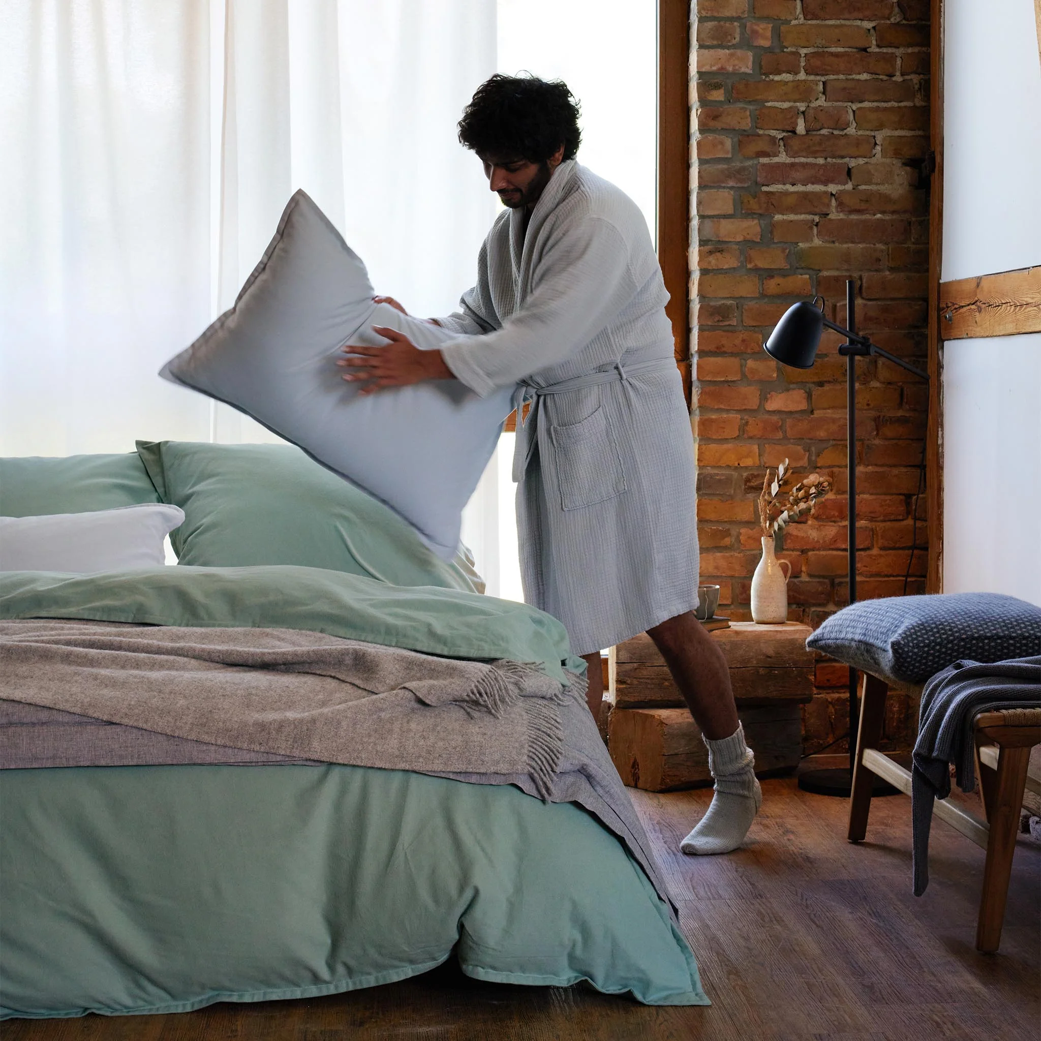 Flanell-Bettwsche Moreira [Nebelblau]