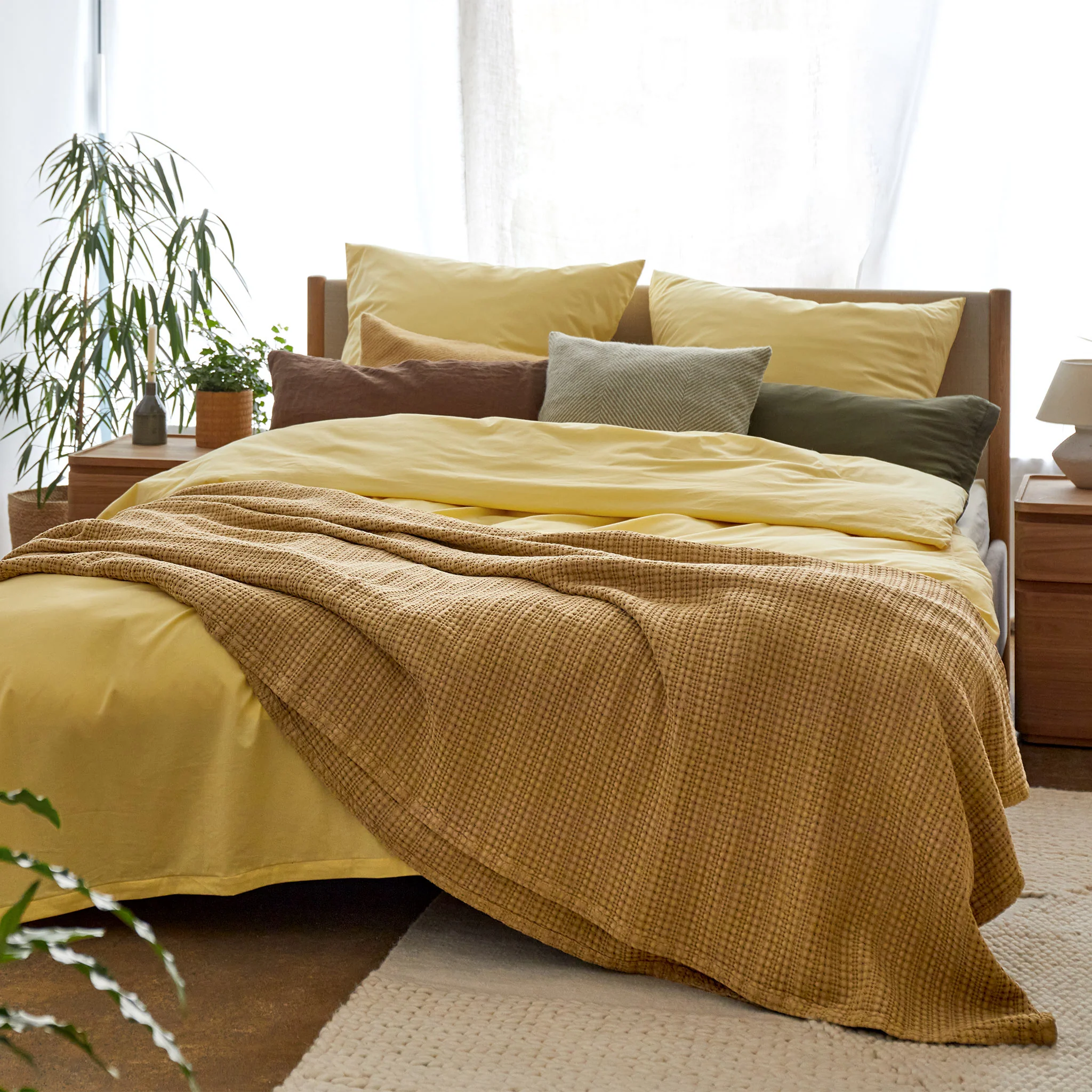 Baumwoll-Bettwsche-Set Mata [Sandgelb]