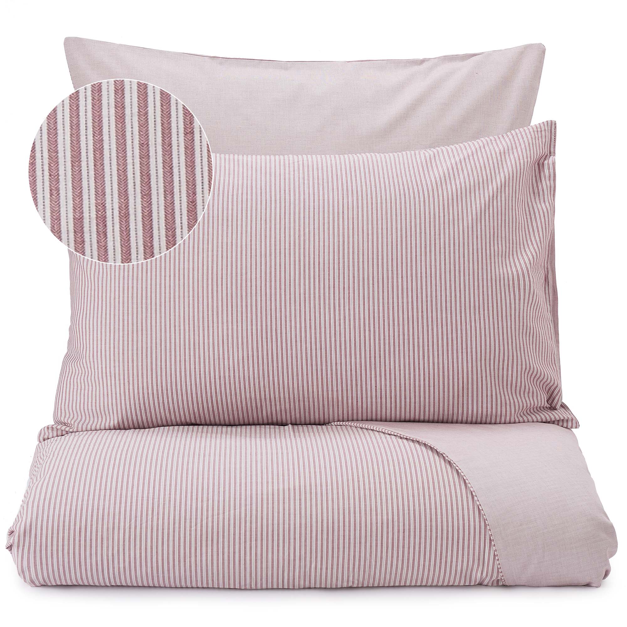 Wende-Perkal-Bettwsche Izeda [Dunkelrot/Wei]