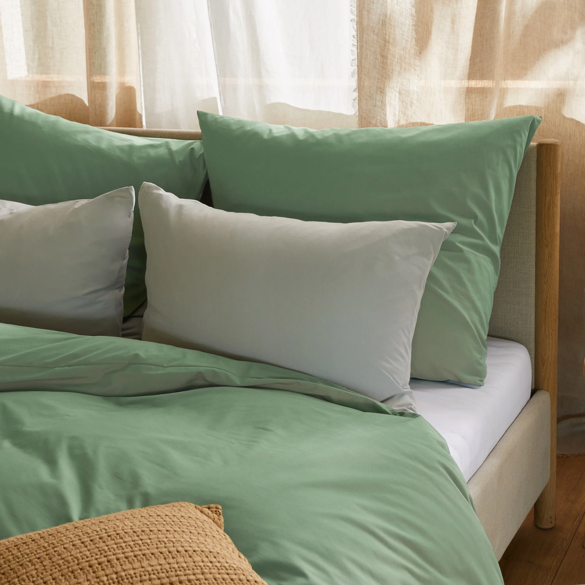 Baumwoll-Bettwsche Mata [Dunkles Salbeigrün]