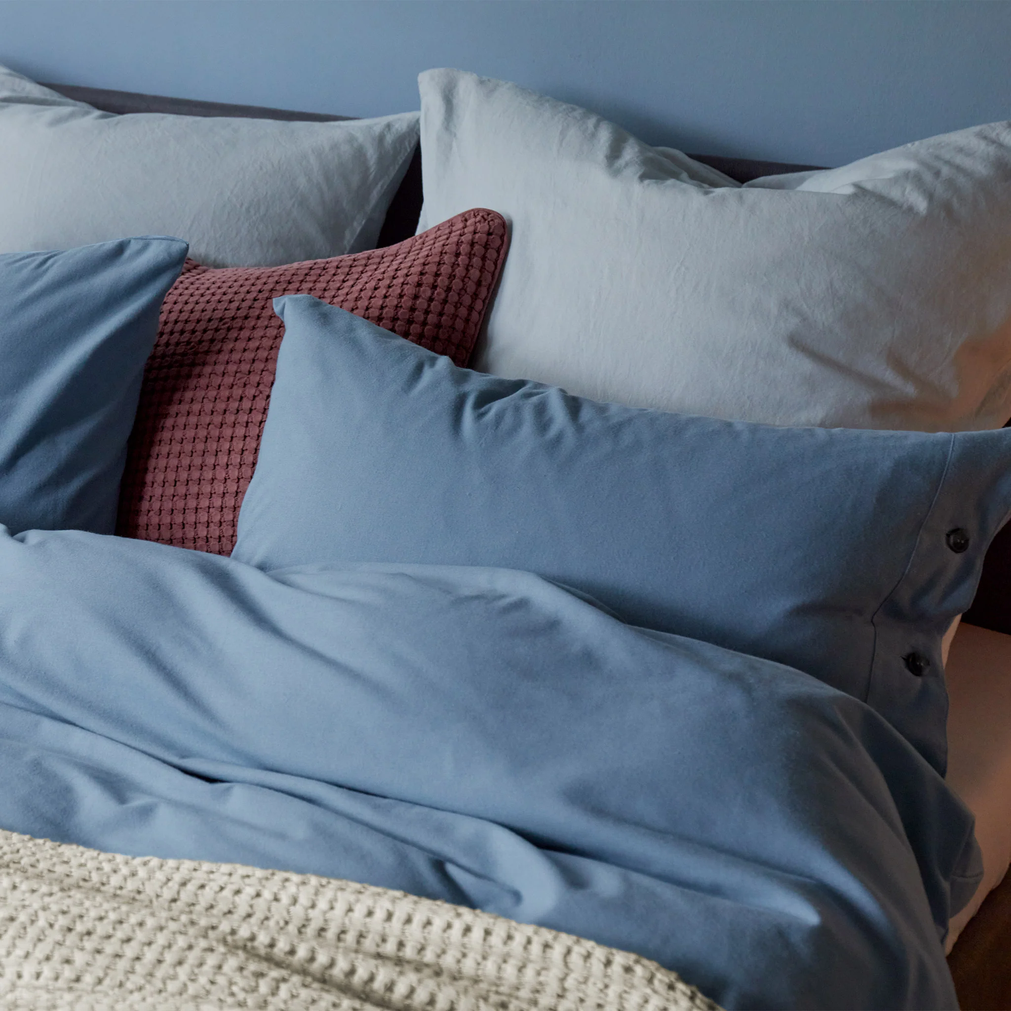 Flanell-Bettwsche Telhado [Dunkles Nebelblau]