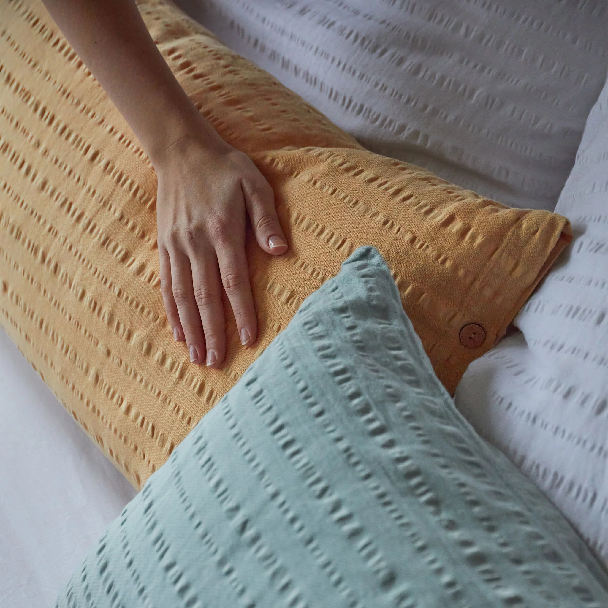 Seersucker-Bettwsche Serras [Blasses Ocker]