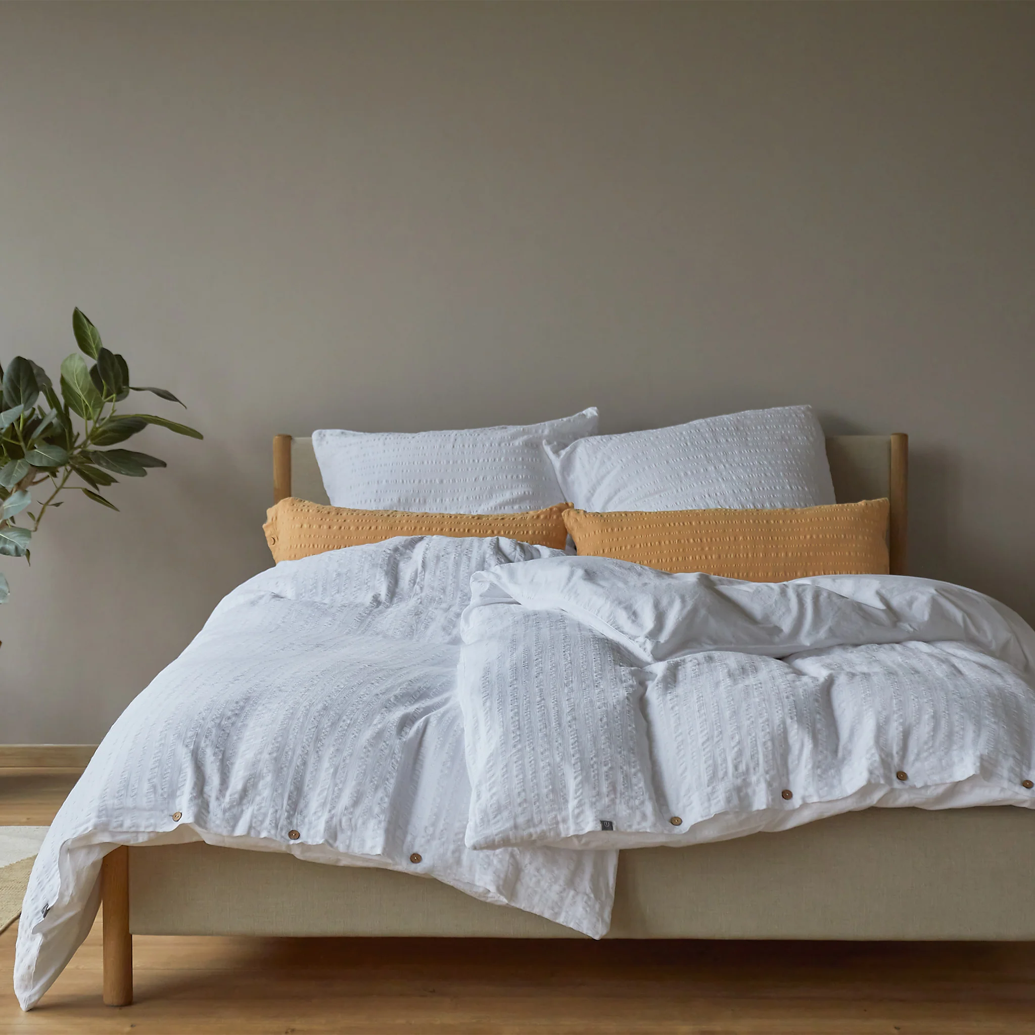 Seersucker-Bettwsche-Set Serras [Wei]