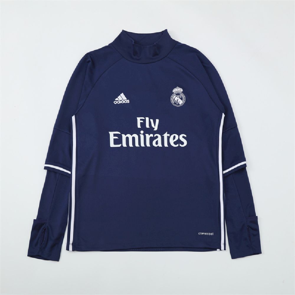 Mens Real Madrid 2016/17 1/4 Zip Sweatshirt Retro Style - Jersey District