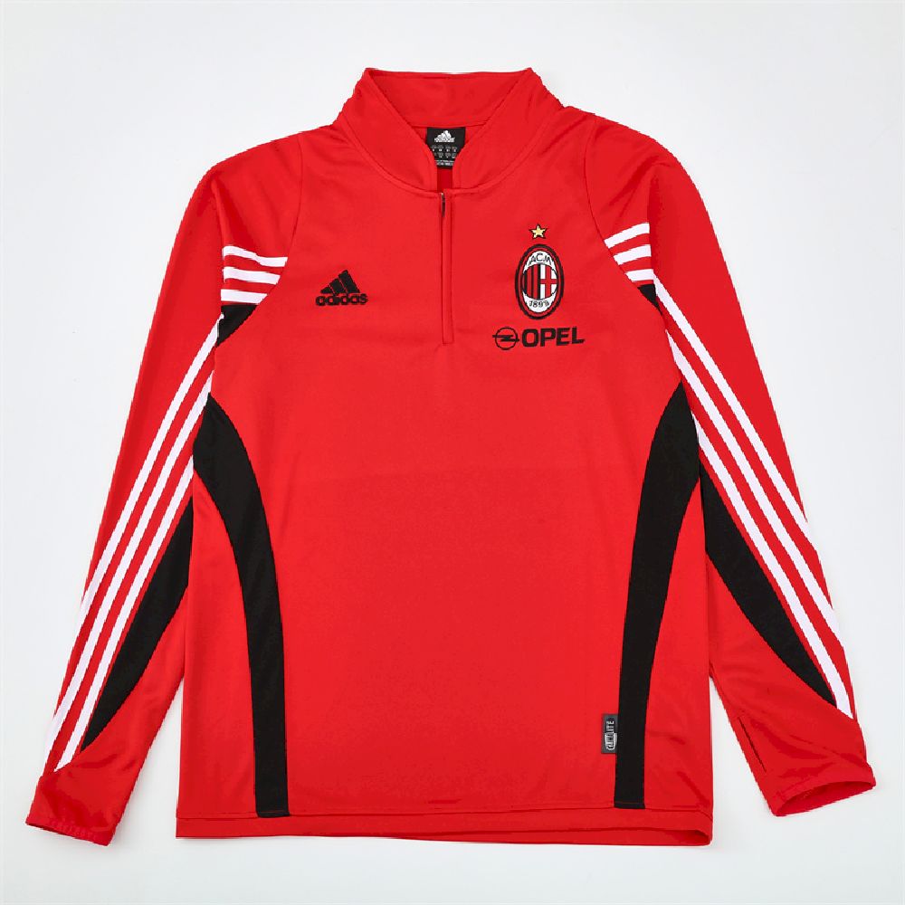 Mens AC Milan 2003/04 1/4 Zip Sweatshirt Retro Style - Jersey District