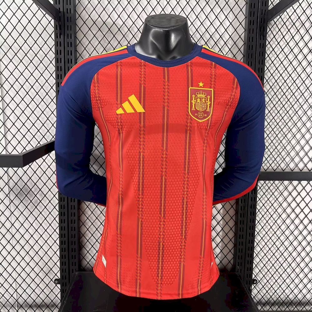 Mens Spain 2026 World Cup Home Long Sleeve Jersey Player Version - Jersey District