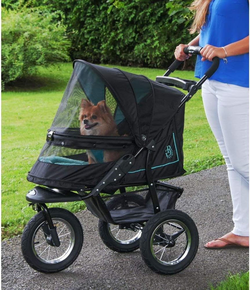 No-Zip NV Pet Stroller for Cats/Dogs, Zipperless Entry, Easy One-Hand Fold, Gel-Filled Tires, Plush Pad + Weather Cover Included, 3 colors