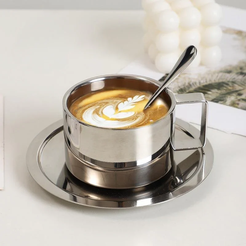 Clarke Stainless Steel Coffee Cup & Saucer Set – 200ml