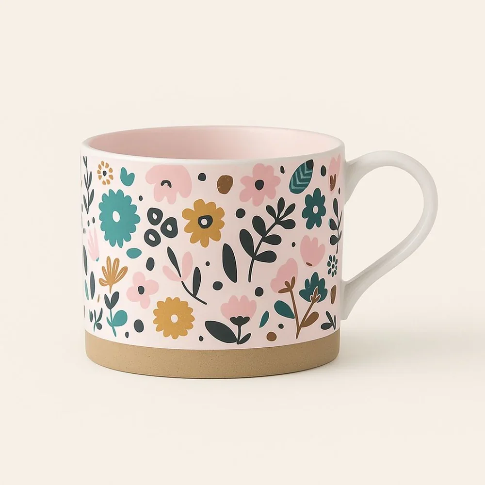 Bloomora Stoneware Mug – Floral Glazed Coffee & Tea Cup (400ml)