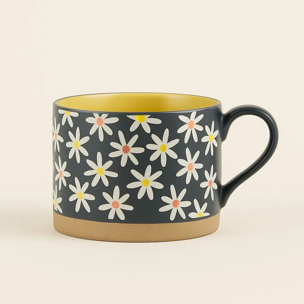 Bloomora Stoneware Mug – Floral Glazed Coffee & Tea Cup (400ml)