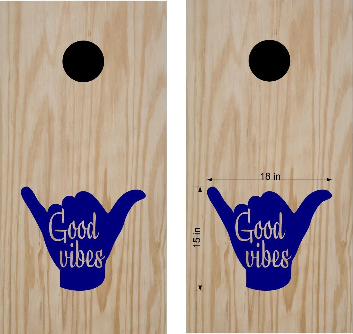 Shaka Vibes Cornhole Decal Set  Fun Bean Bag Toss Stickers for Game Boards