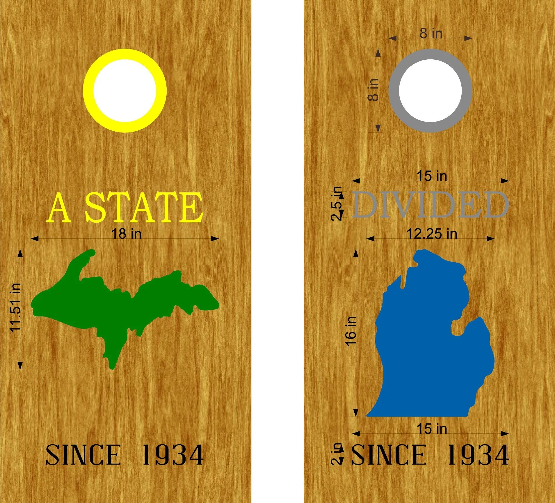 Green Bay vs Detroit Cornhole Board Decals - A State Divided Design