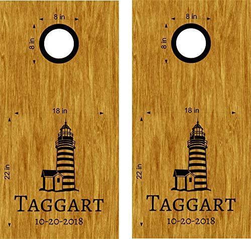 Light House Wedding Anniversary Cornhole Board Decals  Stickers for Both Boards