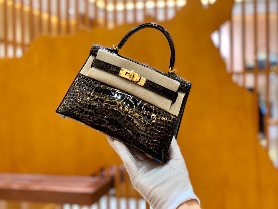 Kelly2 Mini 19 crocodile skin