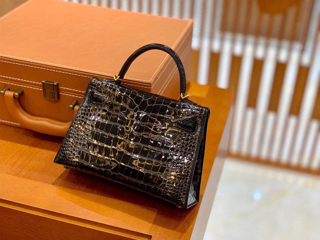 Kelly2 Mini 19 crocodile skin