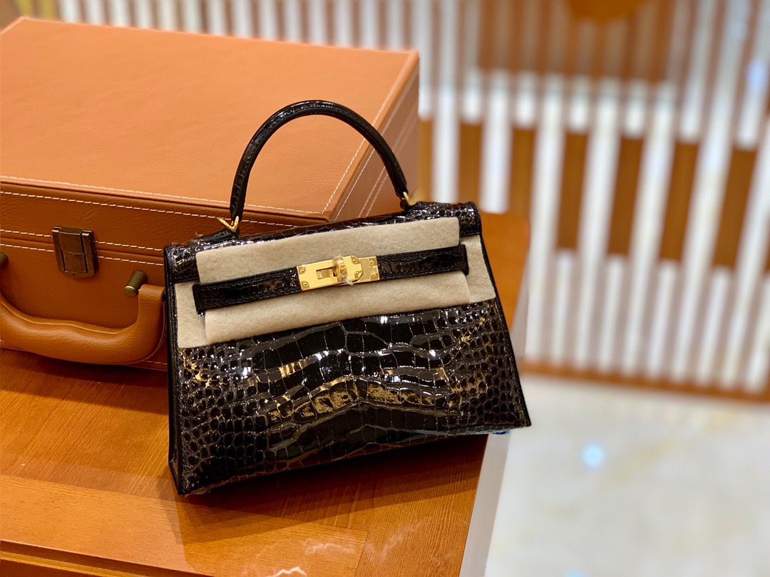 Kelly2 Mini 19 crocodile skin