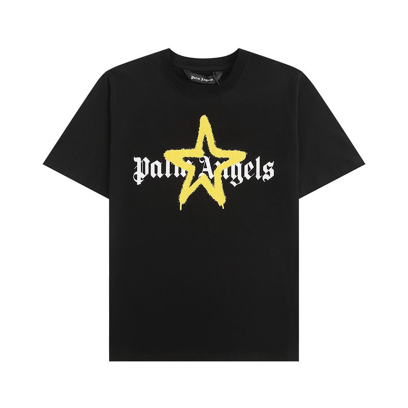 Camiseta Palm Angels Graffiti Star Negra y Amarillo - NewNow