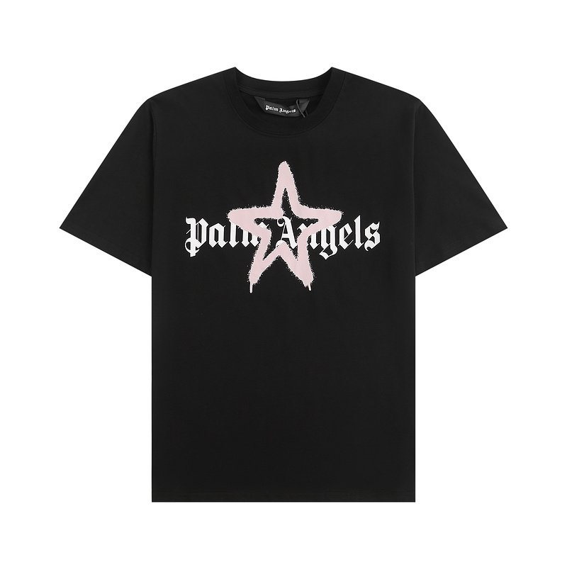 Camiseta Palm Angels Graffiti Star Negra y Rosa - NewNow