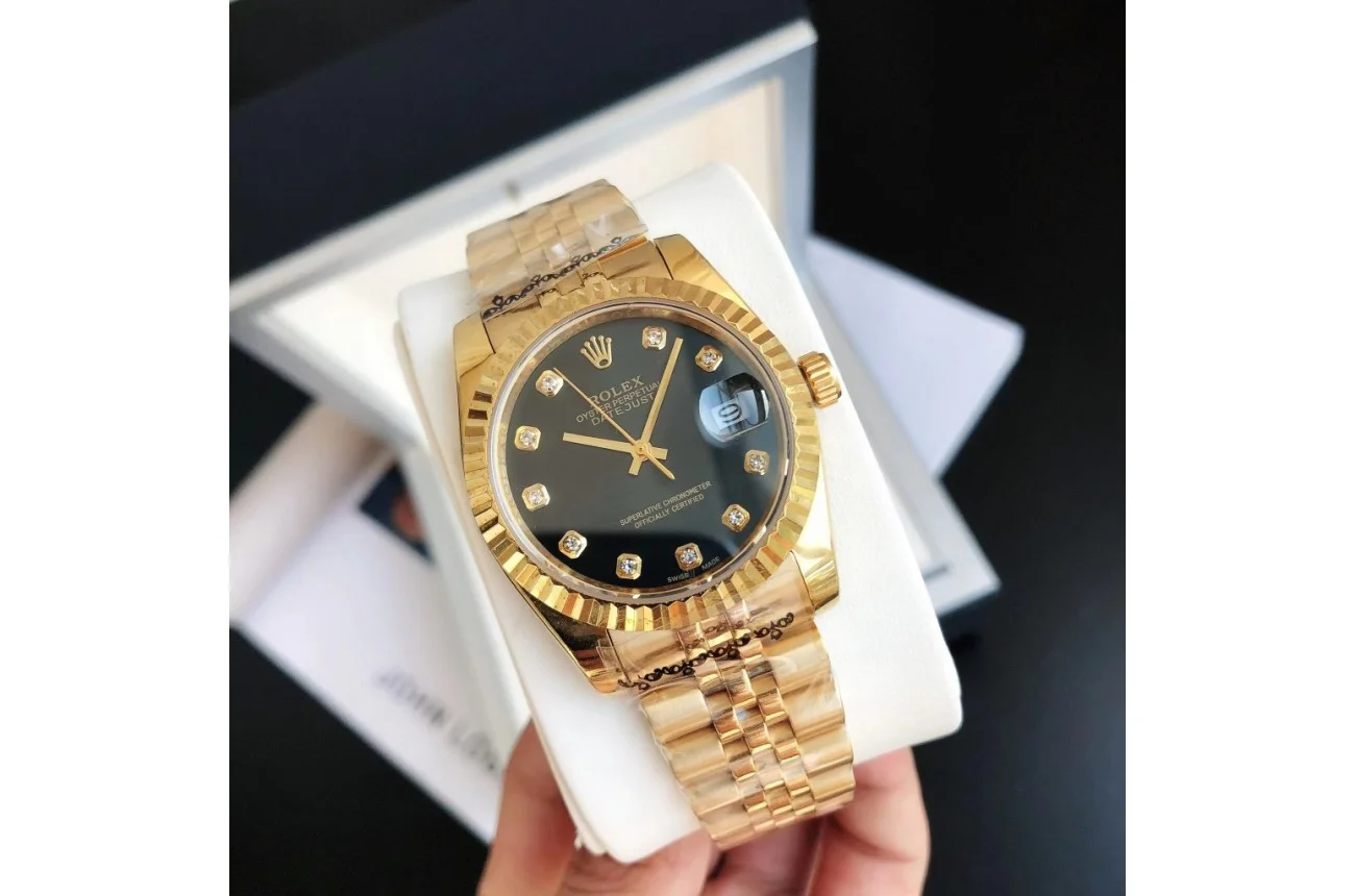 Couple Watches Rolex Datejust 36/28mm RG/RG Jub Black/Dial