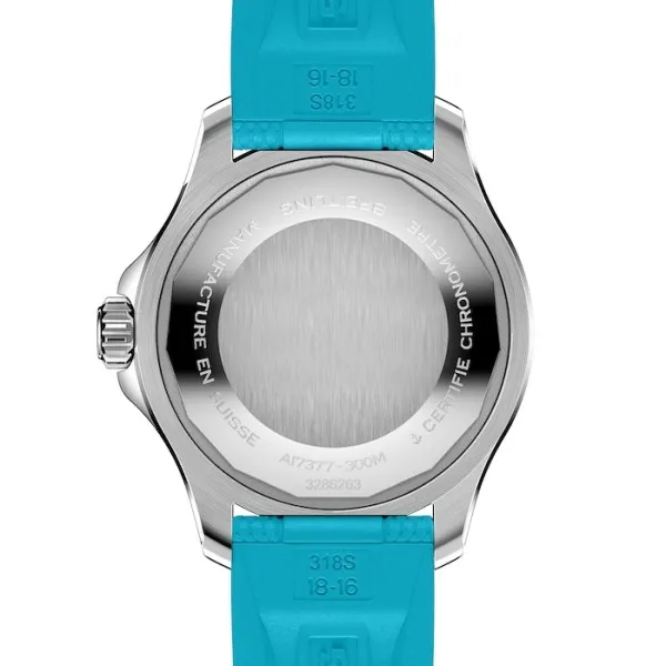 Breitling Superocean Unisex Automatic Turquoise Rubber Watch A17377211C1S1