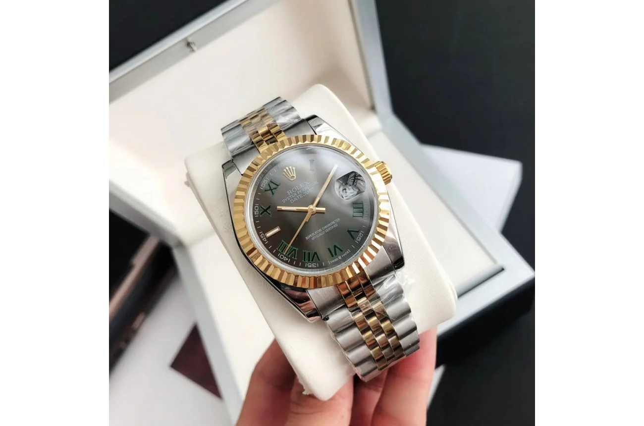 Couple Watches Rolex Datejust 36/28mm RG/SS Jub Grey/Rmn