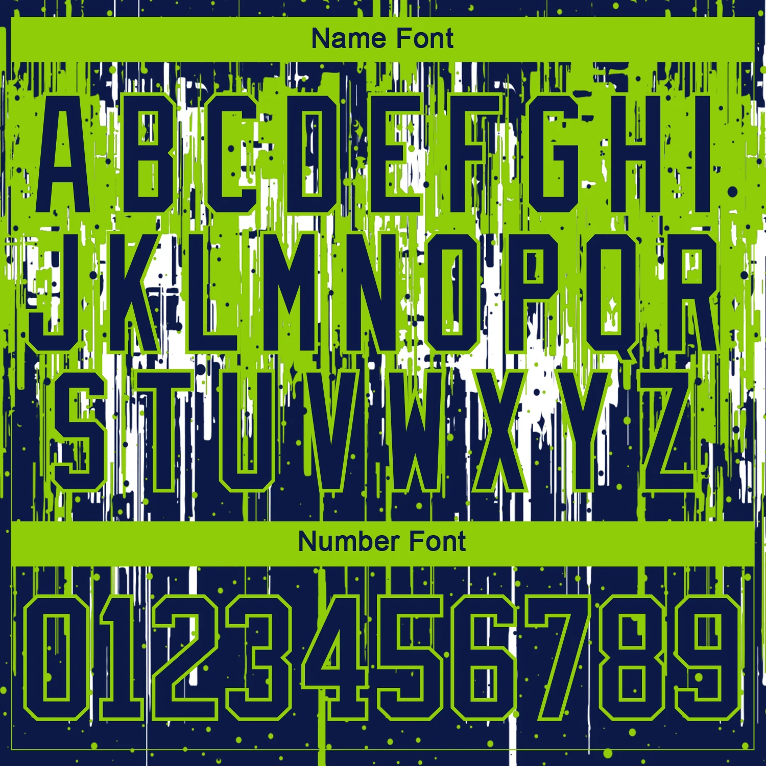 Custom Navy Neon Green-White 3D Pattern Dripping Splatter Hockey Lace Neck Jersey