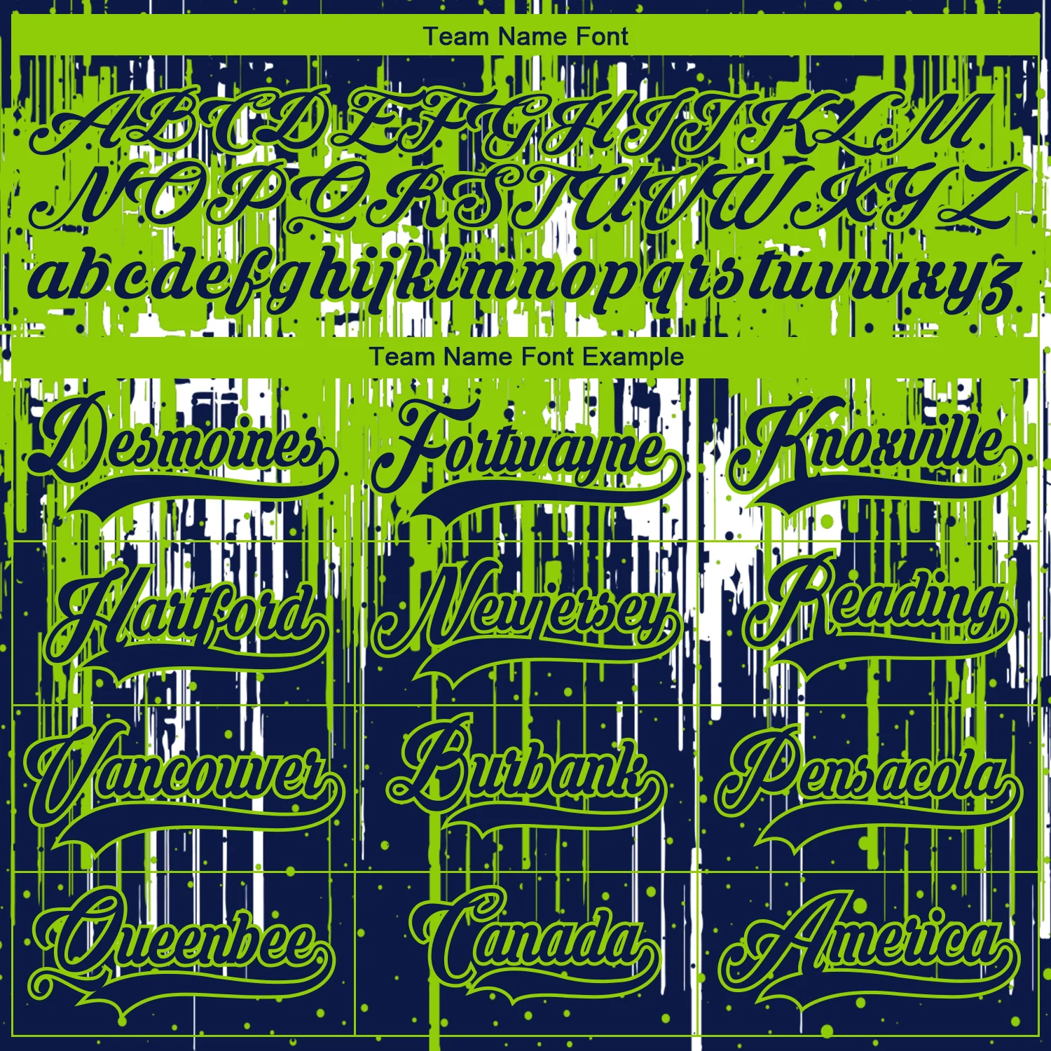 Custom Navy Neon Green-White 3D Pattern Dripping Splatter Hockey Lace Neck Jersey